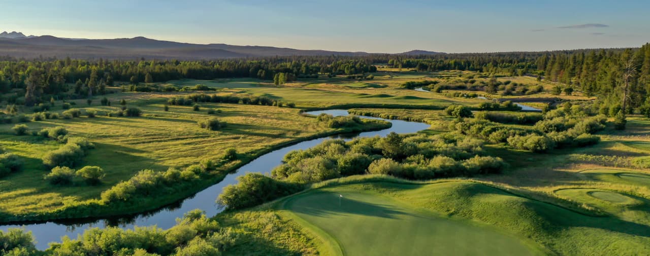 sunriver resort overview with forest in the background